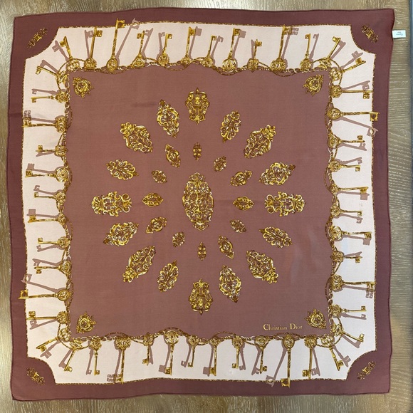 Authentic Christian Dior Gold and Brown Scarf - Picture 8 of 12